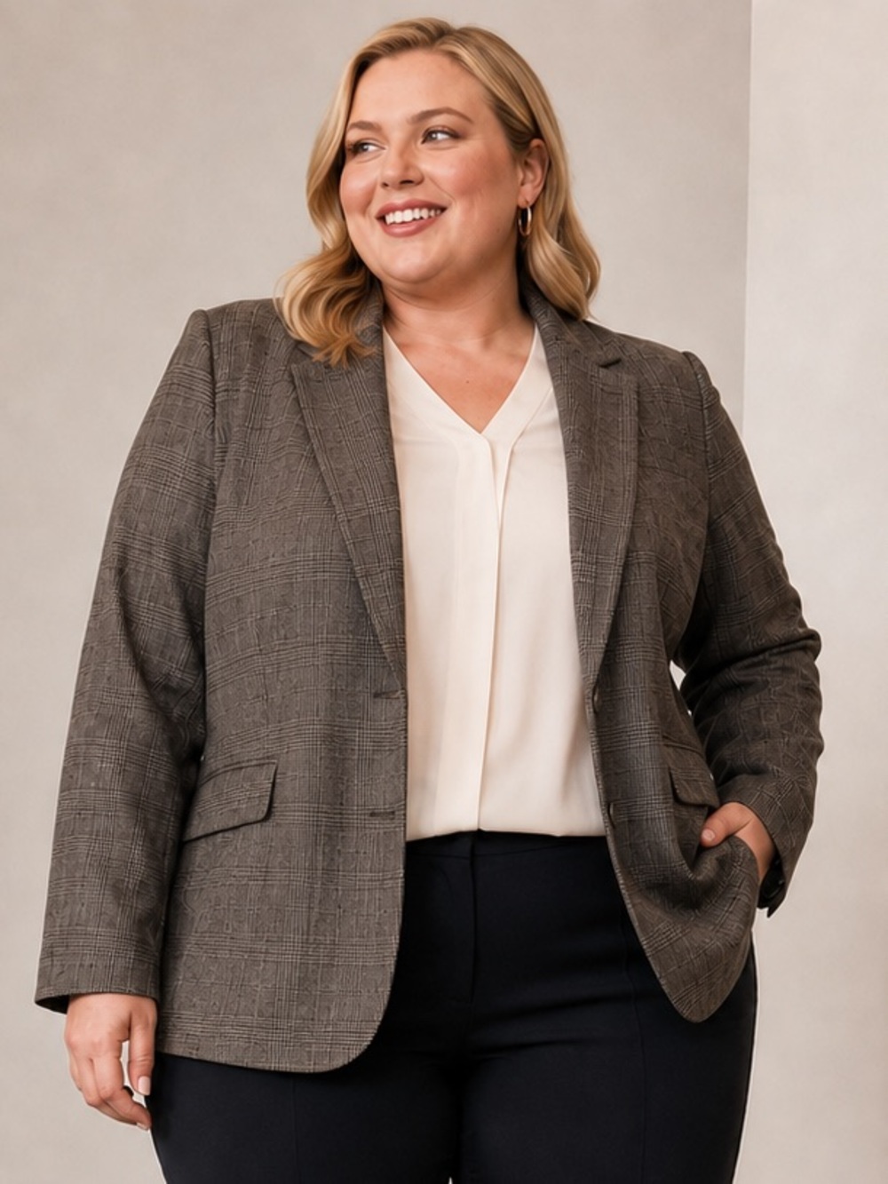 Lane Bryant Plaid Blazer Plus Size 18 Workwear Office Corporate Dark Academia